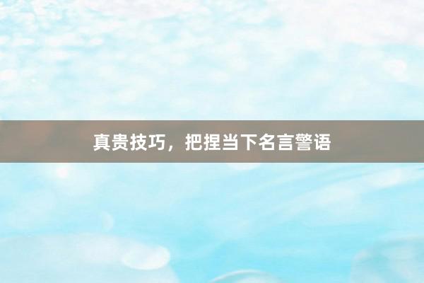 真贵技巧，把捏当下名言警语